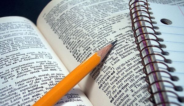 study with book and notebook