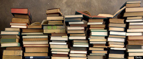 7 tall stacks of books