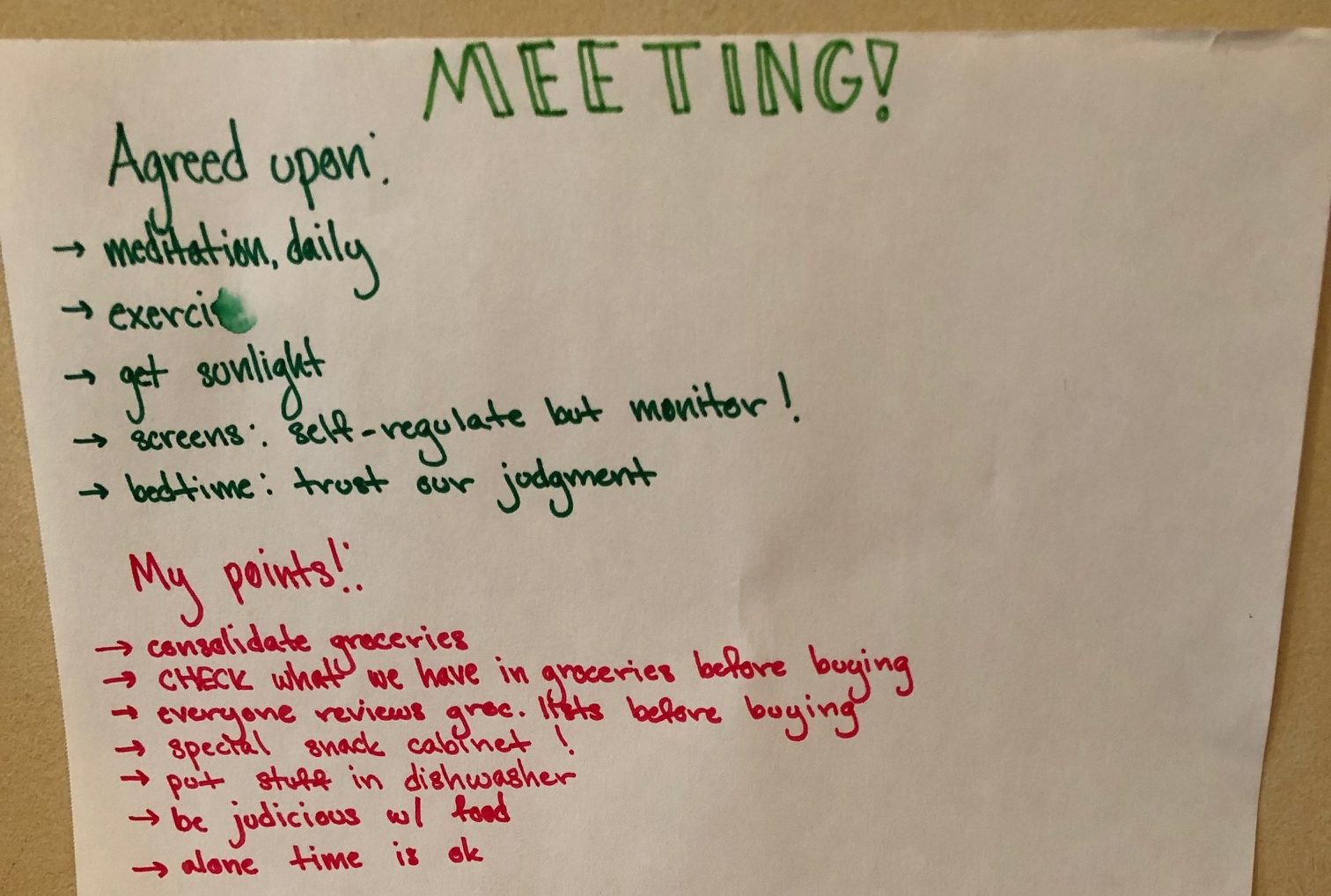 Gretchen family meeting notes