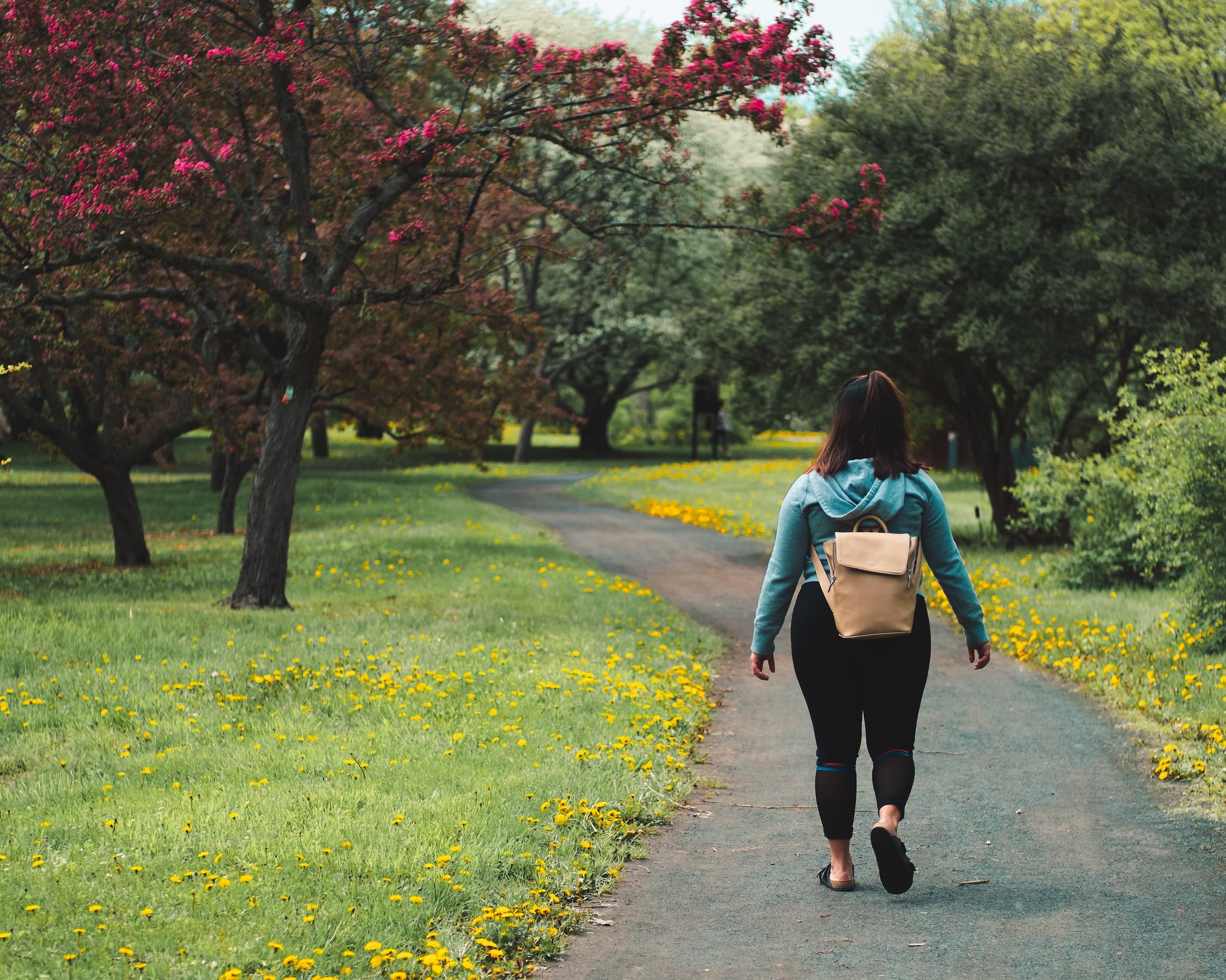 Person walking in a park