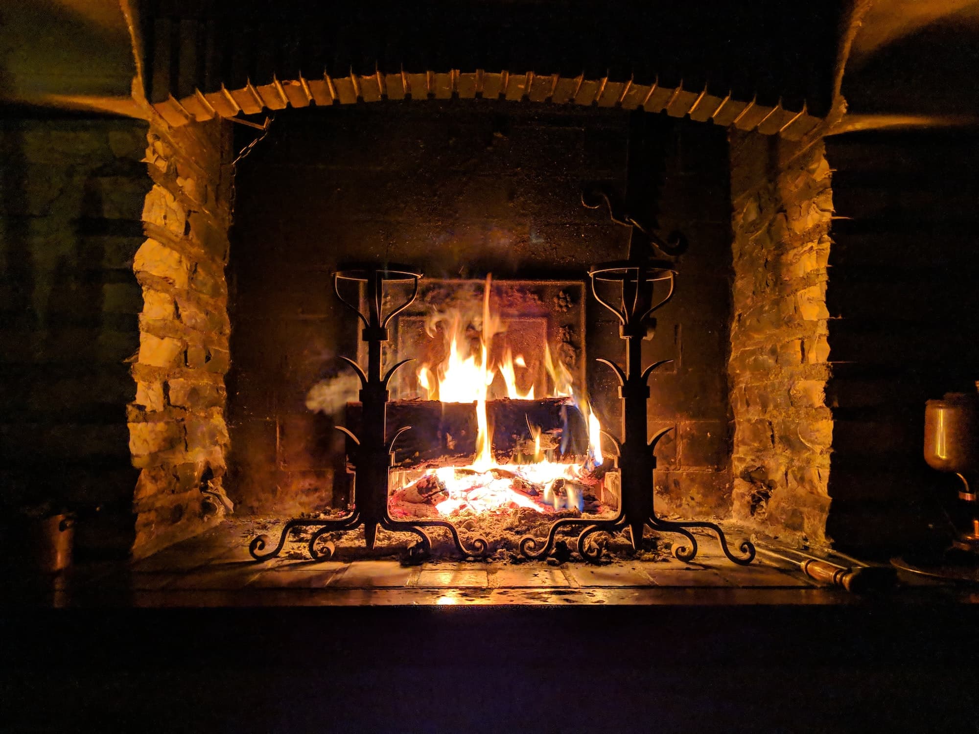 Fireplace with fire