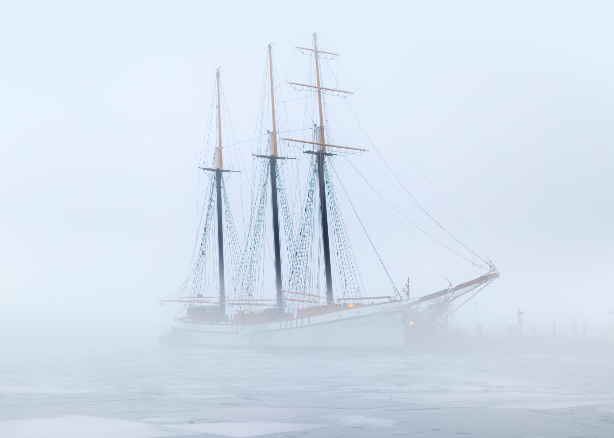 Sailboat drifting at sea