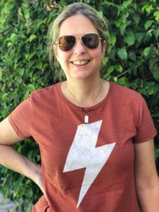 Elizabeth in her lightning-bolt t-shirt