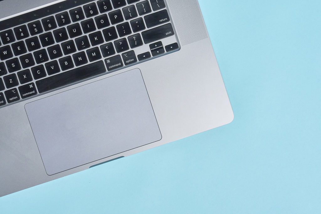 laptop on blue background