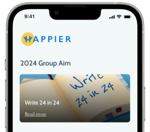Gretchen Rubin's Write 24 in 24 group aim in the Happier app