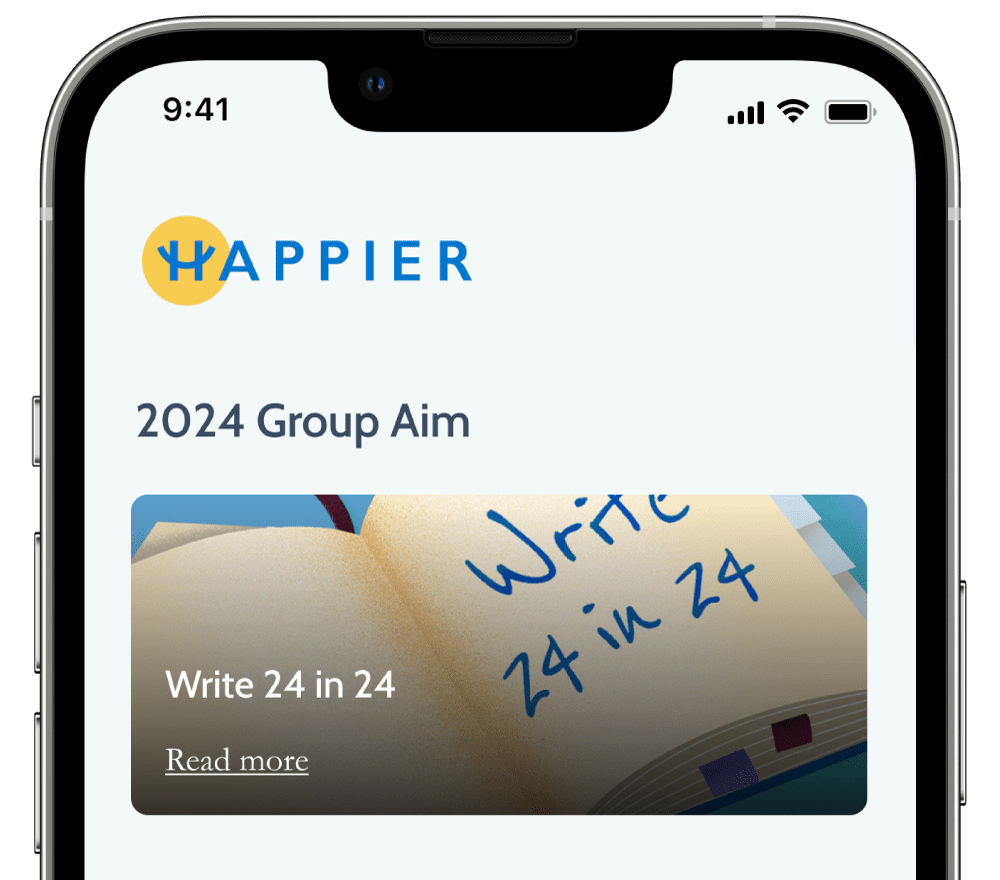 Gretchen Rubin's Write 24 in 24 group aim in the Happier app