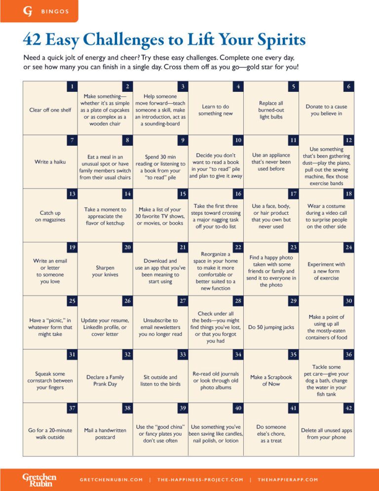 Gretchen Rubin 42 Easy Challenges Bingo thumbnail