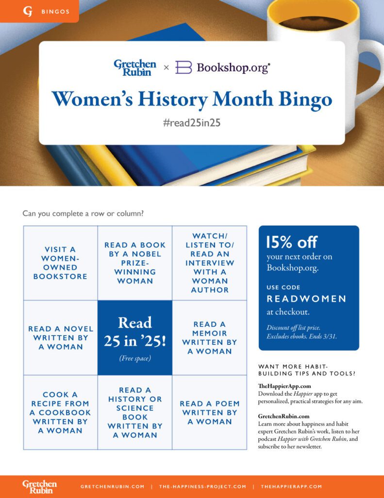 Gretchen Rubin Bookshop Women's Month Bingo thumbnail