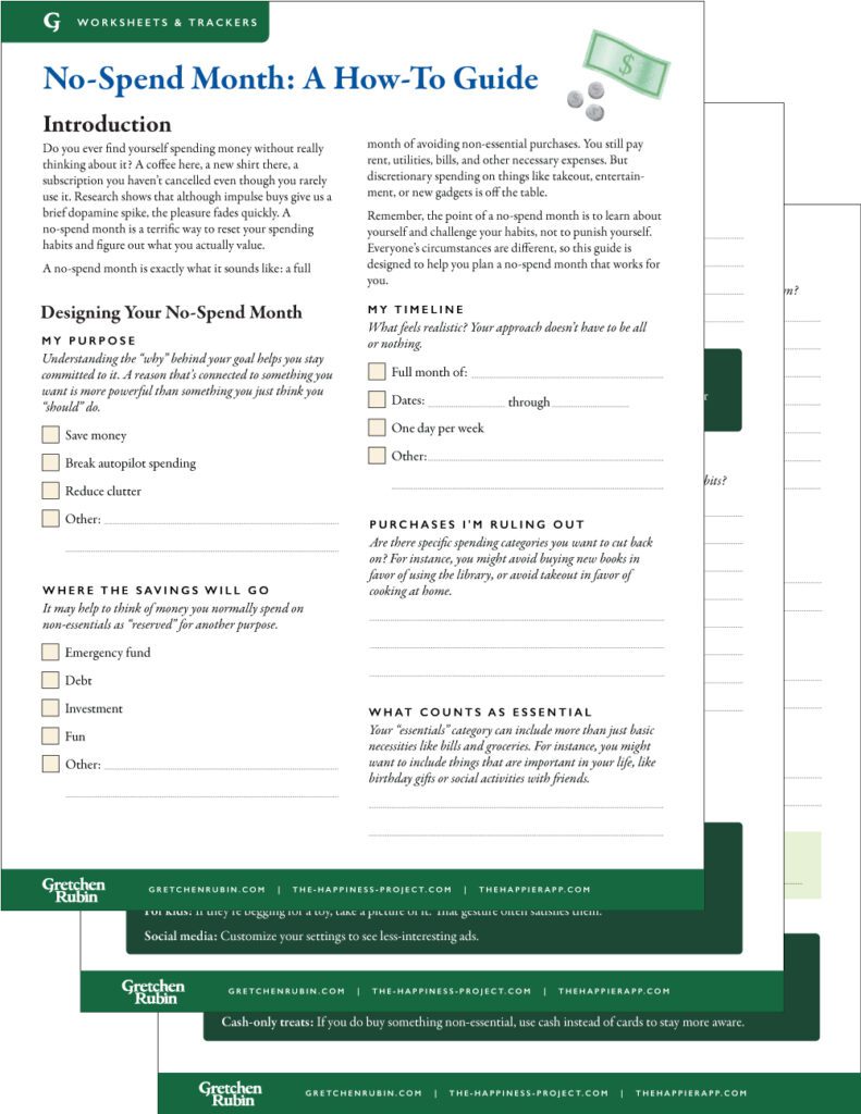 Gretchen Rubin's No-Spend Month worksheet thumbnail