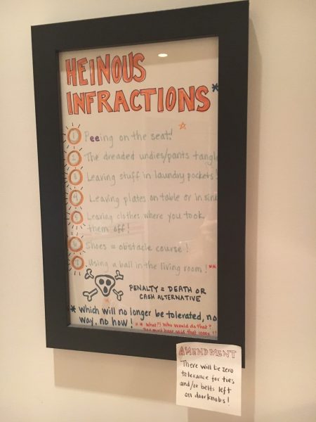 WhimsyHouseRules Framed hand-drawn poster reading: HEINOUS INFRACTIONS